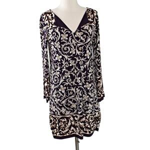 Nicole Miller Women's Vintage Regal Jewel Toned Floral Dress Silk Size Small
